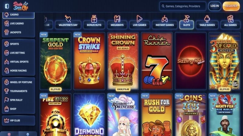 Dudespin Casino live dealer lobby